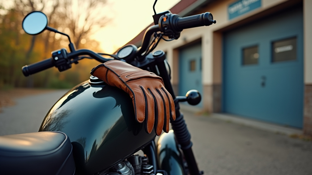 Technicien vérifiant les freins d'une moto lors du contrôle technique