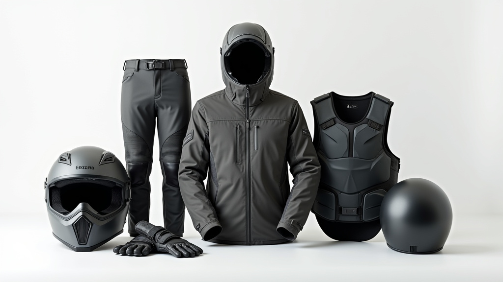 Motard équipé de casque, gants et blouson de sécurité sur une route sinueuse
