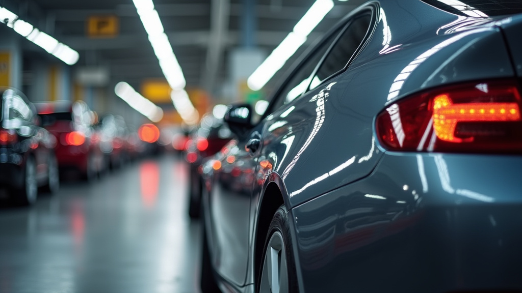 Zone de click & collect dans un centre auto moderne avec étagères de pièces