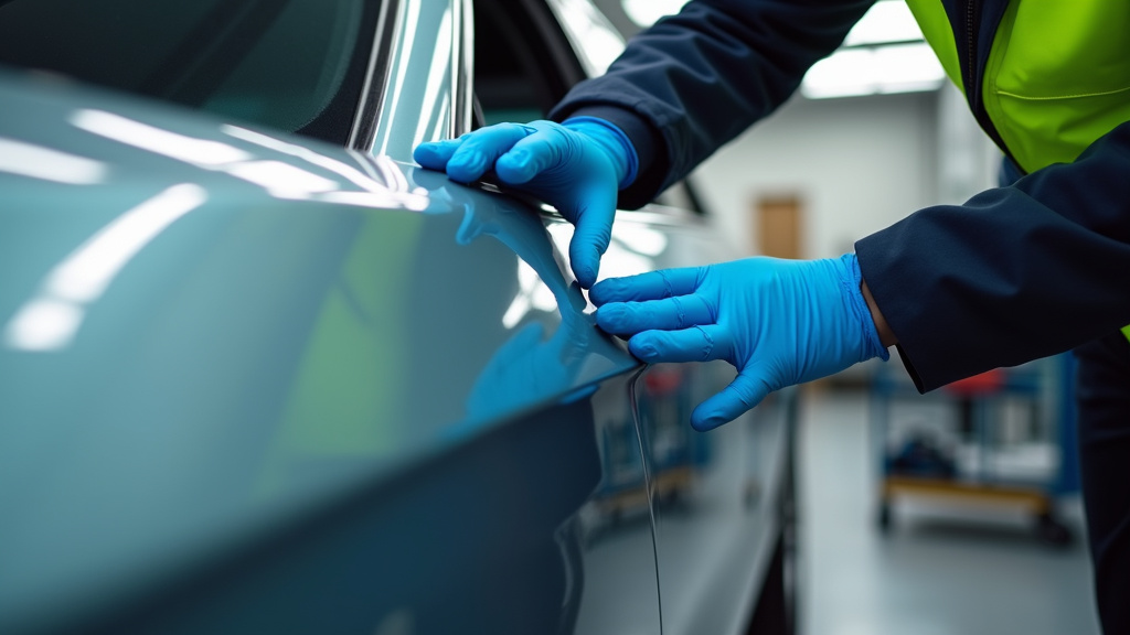 Carrossier expérimenté travaillant sur une voiture de luxe dans un atelier moderne