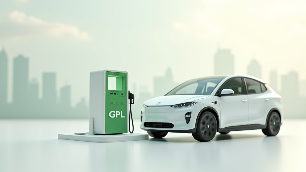 Station-service avec distributeur GPL et panneaux d'information